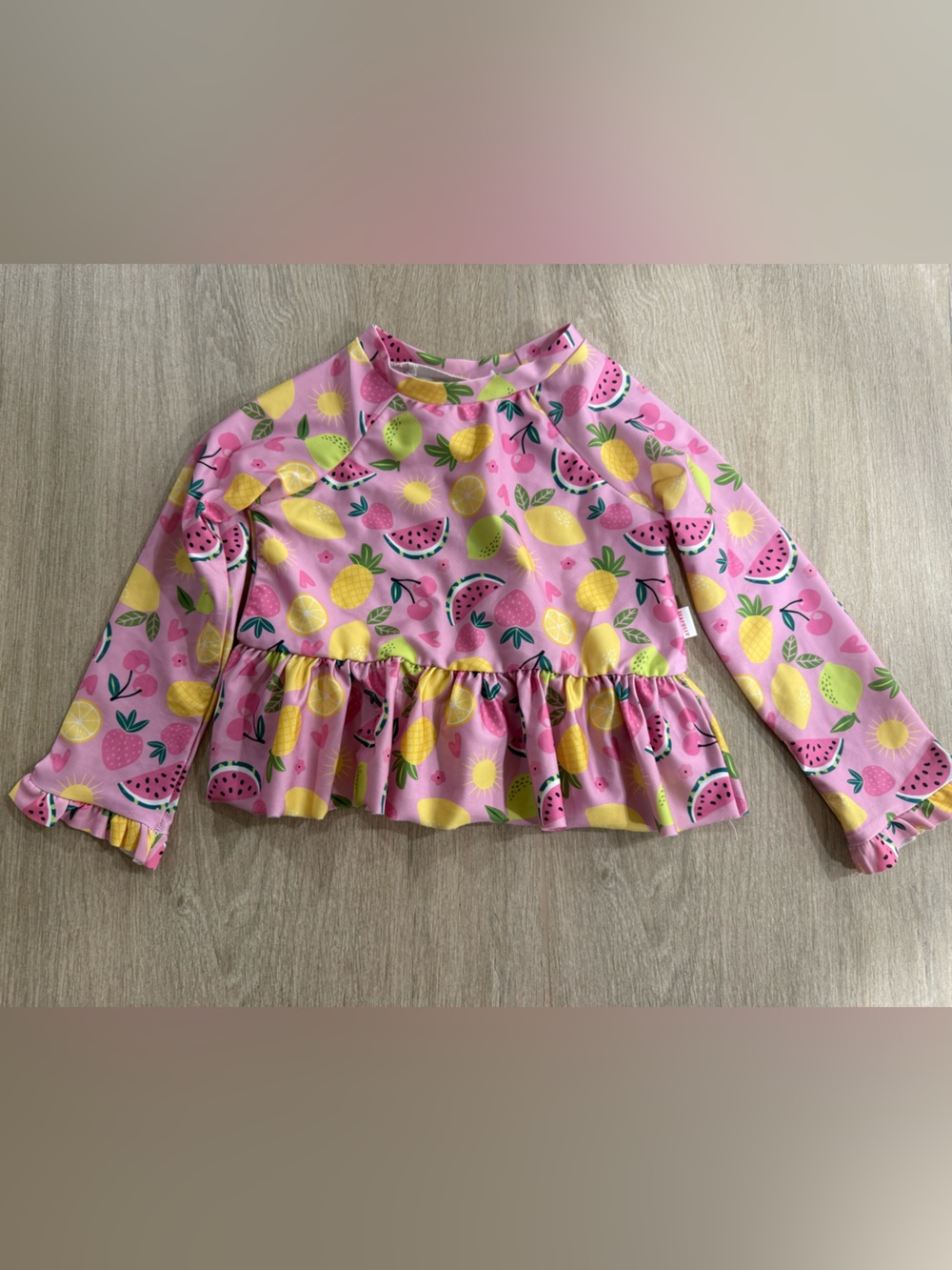 SeaFolly Baby Girls Fruit Print Rash Guard Swimsuit 3T Pink UPF